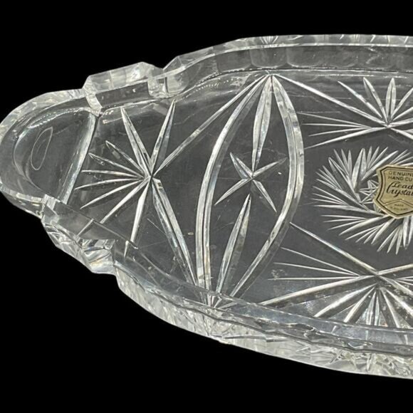 Vintage Lead Crystal Sugar & Creamer Set With Tray & Lid Hand Cut - Picture 12 of 14